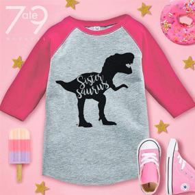 img 2 attached to Sistersaurus Dinosaur Baseball Girls' Clothing by 👯 Ate Apparel: Stylish & Fun Outfits for Little Sisters!