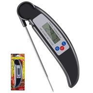 🌡️ soosisi cooking instant read meat thermometer: long probe, lcd screen, foldable design - ideal for frying oil, kitchen, bbq, and grill (black) logo