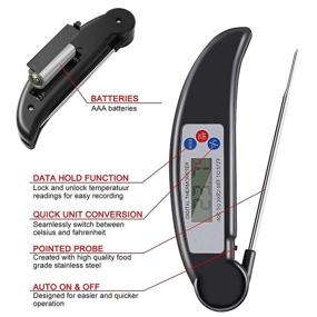 img 1 attached to 🌡️ SOOSISI Cooking Instant Read Meat Thermometer: Long Probe, LCD Screen, Foldable Design - Ideal for Frying Oil, Kitchen, BBQ, and Grill (Black)