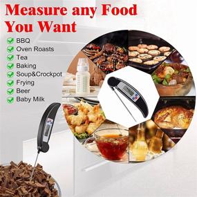 img 2 attached to 🌡️ SOOSISI Cooking Instant Read Meat Thermometer: Long Probe, LCD Screen, Foldable Design - Ideal for Frying Oil, Kitchen, BBQ, and Grill (Black)