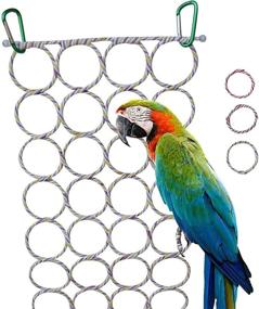 img 4 attached to 🐦 Premium Large Birds Hemp Rope Climbing Net for Parrot Enrichment | Swing Ladder Cage Toys for Macaw, African Budgies, Parakeet - Random Color Delivery