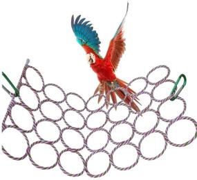 img 3 attached to 🐦 Premium Large Birds Hemp Rope Climbing Net for Parrot Enrichment | Swing Ladder Cage Toys for Macaw, African Budgies, Parakeet - Random Color Delivery