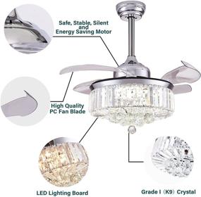 img 1 attached to 🌀 Polished Modern Chrome Silver 36" Ceiling Fan with Lights and Remote Control – Retractable Pendant Fandelier Crystal Chandelier for Bedroom and Living Room