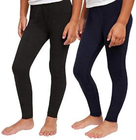 img 4 attached to 👖 Splendid Girls' Tapered Leg Elastic Waistband Basic Legging Set (2 Pack)