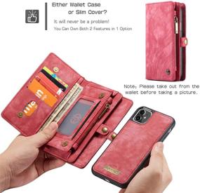 img 2 attached to iPhone 12 Mini Wallet Case | Zttopo 2-in-1 Leather Zipper Detachable Magnetic with 11 Card Slots Money Pocket, Screen Protector, and 5.4 Inch Cover (Red)