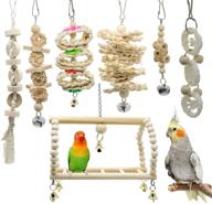 deloky bird parrot swing chewing toy pack - hanging bell cage toys for small parakeets, cockatiels, conures, finches, budgie, macaws, parrots, love birds (7 pack) logo