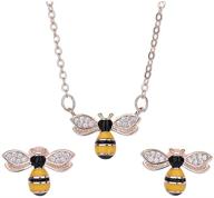 🐝 koedln 925 silver bee jewelry set: enamel crystal earrings and necklace for women/girls, perfect gift combo logo