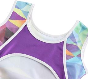 img 1 attached to 🤸 Sparkling Sleeveless Leotards: Vibrant Gymnastics Bodysuits for Girls - Patchwork Dancewear & Activewear (5-14 Years)