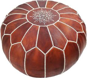 img 3 attached to 🏺 Marrakesh Style Moroccan Leather Pouf: Stunning, Natural Leather Pouf for Home & Wedding Gifts (Unstuffed, Dark Brown)