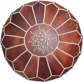 img 4 attached to 🏺 Marrakesh Style Moroccan Leather Pouf: Stunning, Natural Leather Pouf for Home & Wedding Gifts (Unstuffed, Dark Brown)