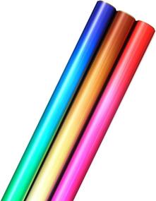 img 4 attached to 🎁 Hallmark Ombre Foil Wrapping Paper with Cut Lines (3 Rolls: 60 sq. ft. ttl) - Blue Green, Silver Gold, Red Purple