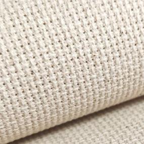 img 1 attached to 🧵 12x59 Inch 18CT Natural Oatmeal Cotton Aida Cloth Cross Stitch Fabric - Ideal for Counted Cross Stitch