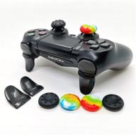 🎮 enhance your gaming experience with l2 r2 ps4 trigger extenders: (1 pair l2 r2 triggers, 4pcs joystick cap, 2 pairs led light bar decal) for playstation 4 controller логотип