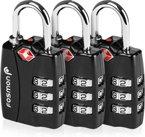 img 4 attached to 🔒 TSA Approved Luggage Locks (3 Pack), Fosmon Open Alert Indicator 3 Digit Combination Padlock Codes with Alloy Body for Travel Bags, Suitcases, Lockers, Gym, Bike Locks or Other