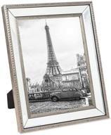 isaac jacobs 8x10 champagne mirror bead picture frame: elegant dotted border for wall display, tabletop & photo gallery logo