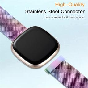 img 2 attached to Enhance your Fitbit Sense and Versa 3 with Colorful Stainless Steel Mesh Bands for Men and Women