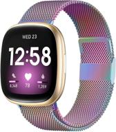 enhance your fitbit sense and versa 3 with colorful stainless steel mesh bands for men and women logo