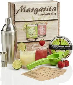 img 4 attached to 🍹 Margarita Cocktail Kit - Craft Perfect Margaritas at Home with Rocks Glasses, Shaker Set, Citrus Squeezer, Margarita Salt & Recipe Cards!