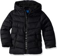 stylish and warm: perry ellis boys' yarn dye quilted parka logo