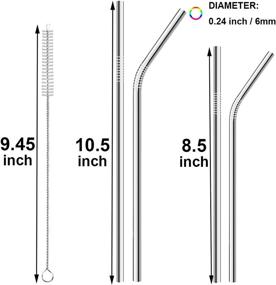 img 2 attached to 🥤 Reusable Stainless Steel Straws with Silicone Tips - 16PCS Set for 20-30oz Cups (Silver) - Includes Cleaning Brush