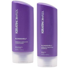 img 4 attached to 🟣 Шампунь и кондиционер Keratin Complex Blondeshell Purple для блондинок, 13,5 жидк. унций. Оптовый пакет - формула для удаления желтизны и ослепительного блеска!