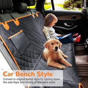 img 1 attached to 🐶 URPOWER Dog Seat Covers: 100% Waterproof, Detachable Mesh Window, Nonslip Pet Bench Seat Cover with Storage Pockets - Ultimate Protection for Cars, Trucks, and SUVs