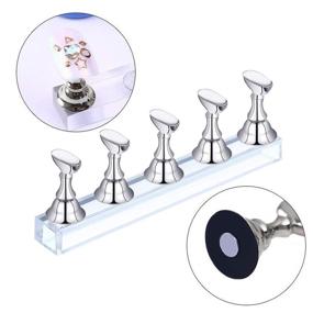 img 3 attached to Versatile 2 Set Christmas Acrylic Nail Art Display Stand - Magnetic Nail Tips Practice Holder Stand for Home and Salon False Nail Tip Manicure Tool in Silver