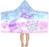 🧜 bonsai tree mermaid kids beach towel with hood: mermaid tail microfiber hooded poncho towel for toddler girls 30”x50 logo