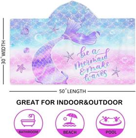 img 3 attached to 🧜 Bonsai Tree Mermaid Kids Beach Towel with Hood: Mermaid Tail Microfiber Hooded Poncho Towel for Toddler Girls 30”x50