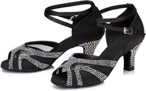 img 2 attached to Stunning Rhinestones Ballroom Dance Shoes for Women: TTdancewear Latin Salsa Bachata Performance Shoes with Suede Sole