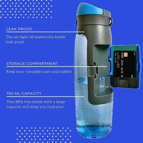 img 1 attached to 💧 Blue BPA Free Water Bottle with Secret Compartment: Ideal for Gym, Workout, and Exercise