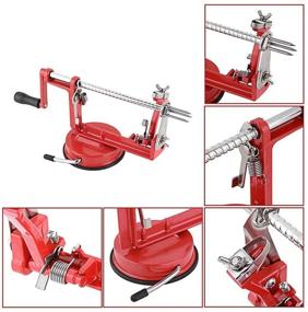 img 3 attached to 🍎 Aiky Apple Peeler and Corer for Pear Apple Pie Cobbler Maker, Stainless Steel Blades, Apple Slicer Peeler Corer with Suction Base, Red Cast Iron Body Kitchen Gadget