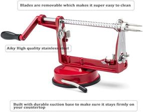 img 2 attached to 🍎 Aiky Apple Peeler and Corer for Pear Apple Pie Cobbler Maker, Stainless Steel Blades, Apple Slicer Peeler Corer with Suction Base, Red Cast Iron Body Kitchen Gadget