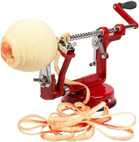 img 4 attached to 🍎 Aiky Apple Peeler and Corer for Pear Apple Pie Cobbler Maker, Stainless Steel Blades, Apple Slicer Peeler Corer with Suction Base, Red Cast Iron Body Kitchen Gadget