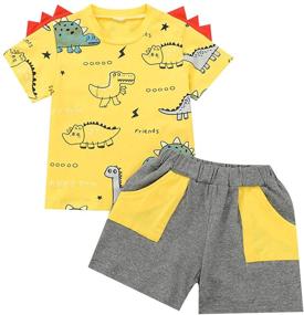 img 4 attached to KnniMorning TEES Outfits Dinosaur Two Piece Boys' Clothing in Clothing Sets