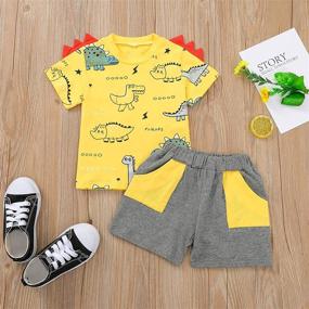 img 3 attached to KnniMorning TEES Outfits Dinosaur Two Piece Boys' Clothing in Clothing Sets