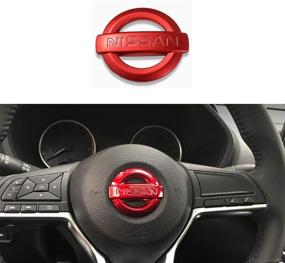 img 2 attached to MAXDOOL Carbon Fiber Steering Wheel Cover Sticker Sequins Frame Trim For Nissan Rogue Altima Sentra Kicks LEAF Versa Maxima Pathfinder Interior Accessories(Red)