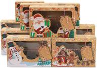 🎁 12 large christmas cookie boxes with window – food grade kraft bakery cupcake pie packing boxes for christmas treats, gifts, pastry, candy – includes 12 ribbons and diy gift tags logo