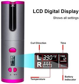 img 2 attached to 🔌 USB перезаряжаемая инструмент для завивки волос с ЖК-дисплеем температуры и таймером, быстрое нагревание керамического плойки, беспроводной дизайн с 6 режимами нагрева и автоматическим отключением - идеально для путешествий.