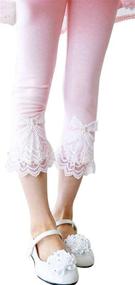 img 2 attached to 🌸 Cotton Leggings for Girls with Lace Trim and Bead Flowers