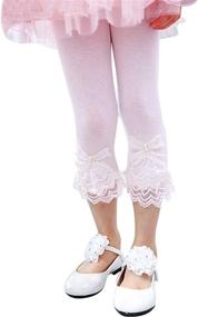 img 3 attached to 🌸 Cotton Leggings for Girls with Lace Trim and Bead Flowers