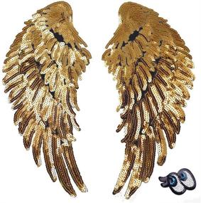 img 4 attached to ✨ Shimmering LOVEINUSA Sequin Wings Set: Gold Angel Wings Iron-On Patches for DIY Fashion