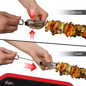 img 3 attached to 🍢 FLAFSTER KITCHEN 16" Flat BBQ Skewers for Grilling with Push Bar - Shish Kabob Skewers - Stainless Steel Skewer Sticks for Camping - Wide Reusable Sword Skewers - 8 Pack with Storage Bag