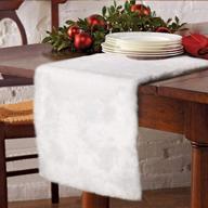 🎄 ourwarm christmas table runner - 72 x 15 inch snowy white faux fur table runner for festive christmas table decorations logo