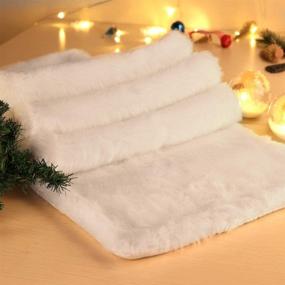 img 1 attached to 🎄 OurWarm Christmas Table Runner - 72 x 15 Inch Snowy White Faux Fur Table Runner for Festive Christmas Table Decorations