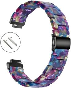 img 3 attached to 🌸 Wongeto Resin Wristband Strap for Fitbit Inspire 2 & Inspire/Inspire HR - Stylish Replacement Bands for Women & Girls (Purple Green)