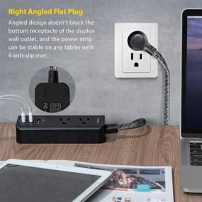 img 1 attached to 💪 2 Pack Power Strip with USB: Compact Desktop Charging Station for Travel, Home, and Office - ETL Listed, 2 Outlets, 3 USB Ports (3.1A, 15W), 5 ft Braided Extension Cord, Flat Plug, Ideal for Cruises