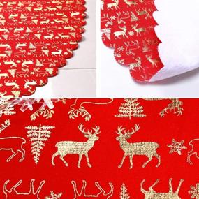 img 1 attached to 48 Inch Red Christmas Tree Skirt with Gold Reindeer | Double-Layered Traditional Xmas Tree Mat for Party Decorations | O-heart