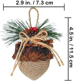 img 3 attached to Set of 6 Christmas Acorn Ornaments with Pinecone Tops - Burlap Baubles for Shatterproof Hanging on Tree, adorned with Snowy Berries and Pine Needles - Perfect Rustic Christmas Winter Decoration