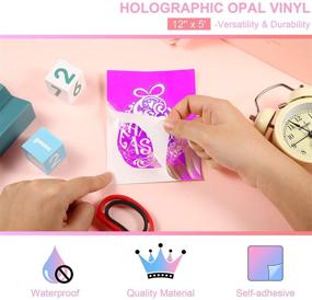 img 3 attached to Holographic Craft Vinyl: Premium Glossy Permanent Adhesive Roll for Cricut, Silhouette, Cameo, and More - Opal Shine!